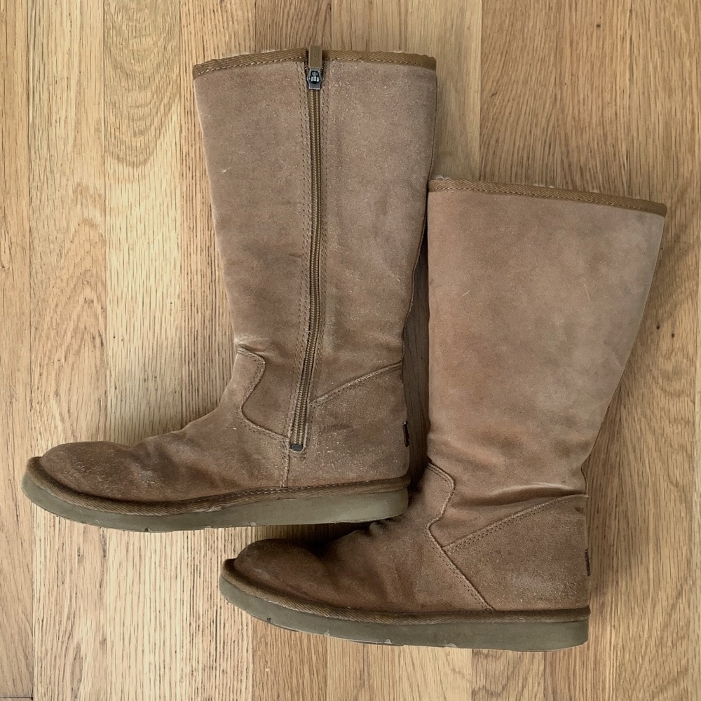UGG Sunset Tall Boots Side Zip Chestnut